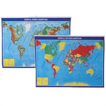 Gülpaş Harita Dünya Siyasi-Fiziki Çıtalı 70x100