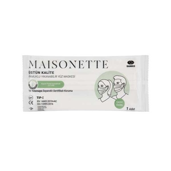 Maisonette Pamuklu Yıkanabilir Yüz Maskesi Paketli - 1 Adet