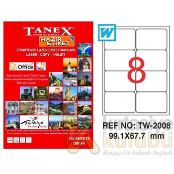 Tanex TW-2008 99,1mmx67,7mm Etiket 100 Tabaka